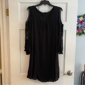 Nina Leonard Cold Shoulder Black Dress